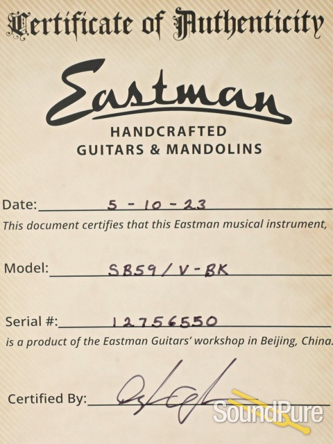 Eastman SB59/V-BK Black Varnish Electric Guitar #12756550 — image 5