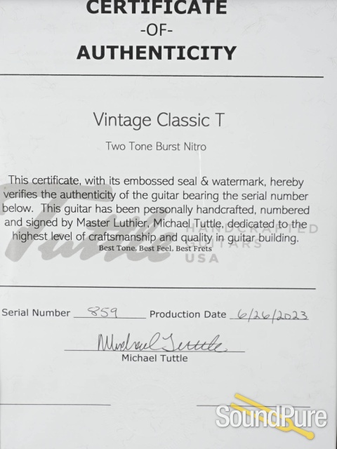 Tuttle Vintage Classic T Aged 2TB Electric Guitar #859 — image 5