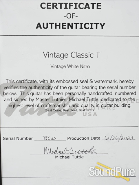 Tuttle Vintage Classic T Aged Electric Guitar #860 — image 5