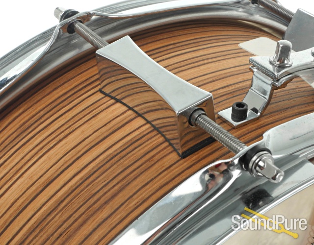 Pork Pie 5.5x14 Maple Snare Drum/Zebra Wood Veneer - USED — image 5