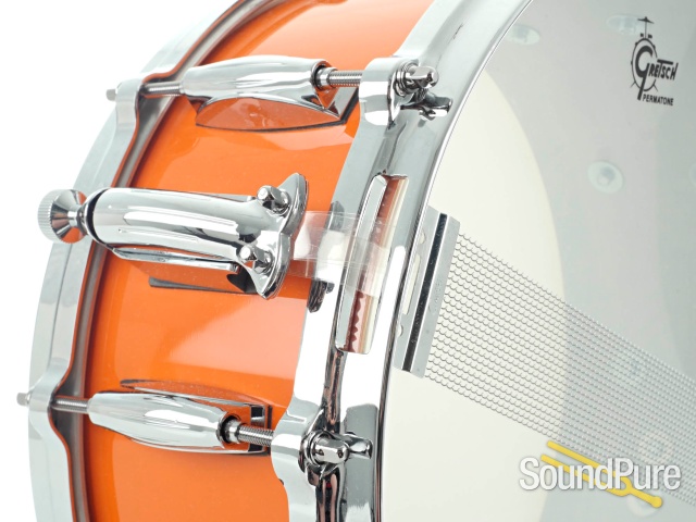 Gretsch 5.5x14 USA Custom Maple Snare Drum-Orange Gloss — image 2