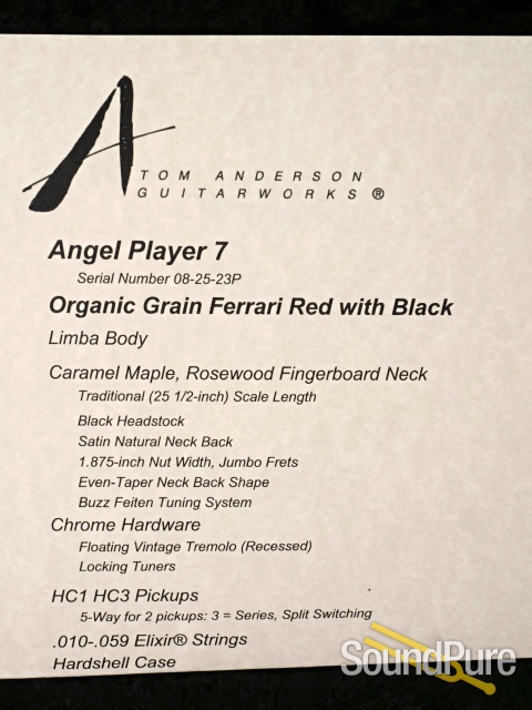 Anderson Angel Player 7 Satin Ferrari Red Guitar #08-25-23P — image 5