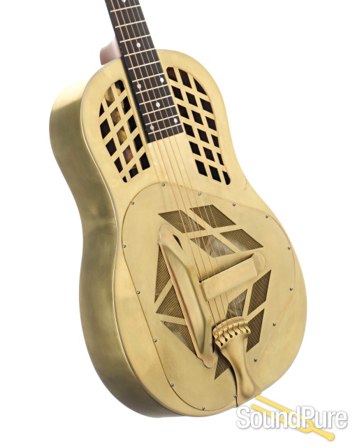 National Raw Brass Tricone 12 Fret Resonator Guitar #25063 — image 2