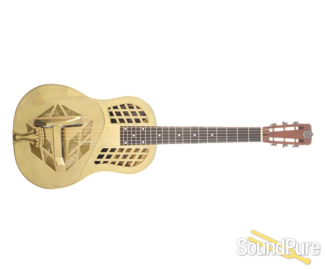 National Raw Brass Tricone 12 Fret Resonator Guitar #25063 — image 9