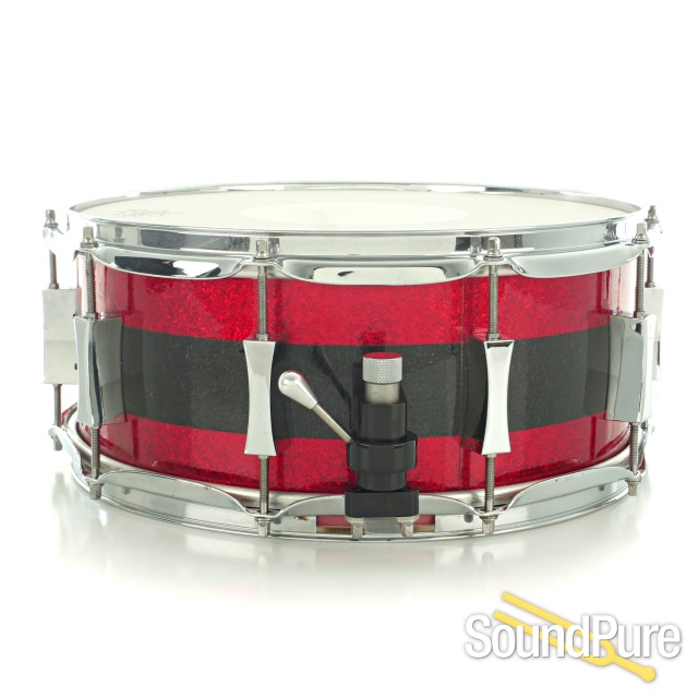 Pork Pie 6x14 Maple Snare Drum Red/Black Wrap - Used — image 2