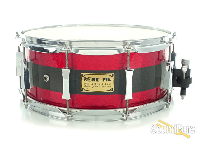 Pork Pie 6x14 Maple Snare Drum Red/Black Wrap - Used — image 1