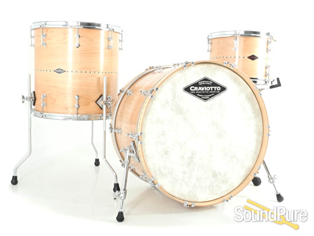 Craviotto 3pc Maple Custom Shop Drum Set w/ Maple Inlay-Used