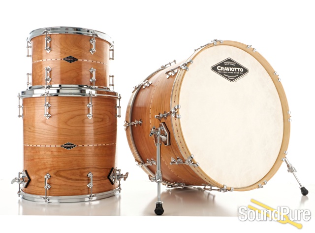 Craviotto 3pc Cherry Custom Shop Drum Set Red Inlay-BB/45