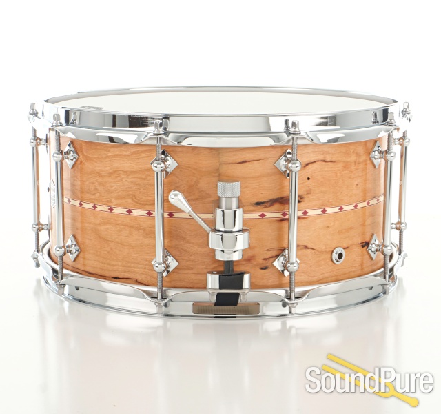 Craviotto 6.5x14 Cherry Custom Snare Drum-Red Inlay BB/45 — image 2