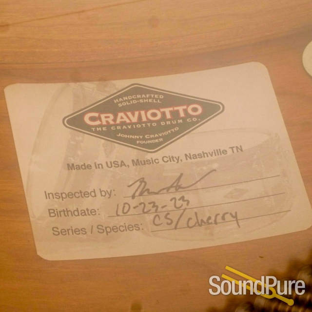 Craviotto 6.5x14 Cherry Custom Snare Drum-Red Inlay BB/45 — image 3