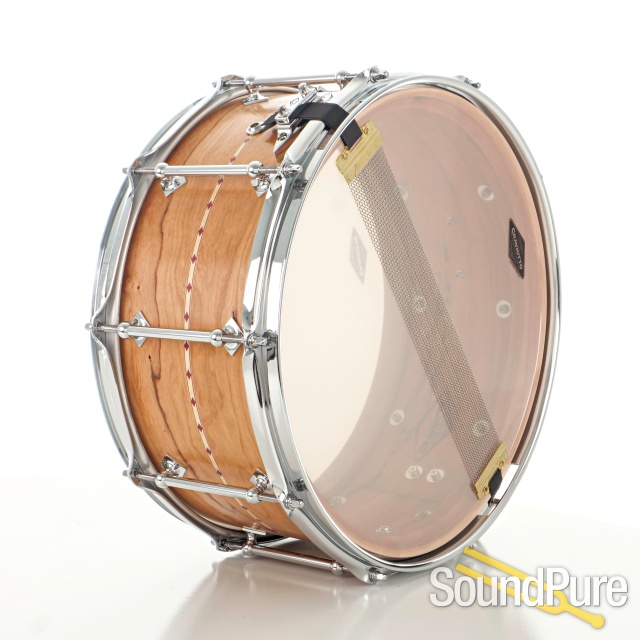 Craviotto 6.5x14 Cherry Custom Snare Drum-Red Inlay BB/45 — image 4