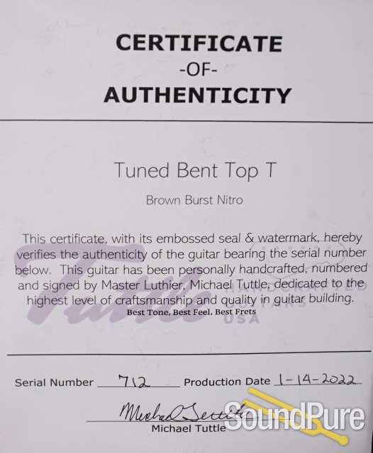 Tuttle Tuned Bent Top T Brown Burst Guitar #712 - Used — image 5
