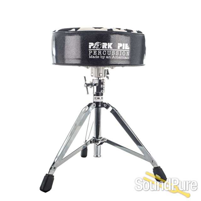 Pork Pie Percussion Round Drum Throne-Black Sparkle/Cow