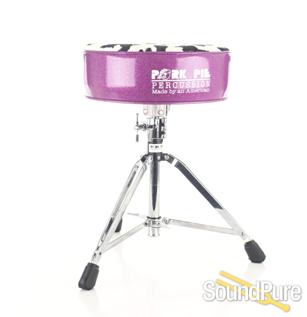 Pork Pie Percussion Round Drum Throne-Purple Sparkle / Cow