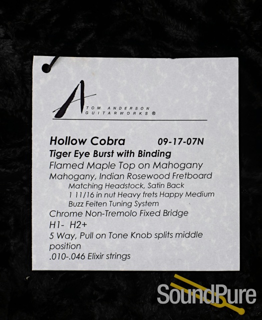 Anderson Hollow Cobra Tiger Eye Burst #09-17-07N - Used — image 6