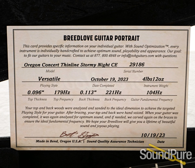 Breedlove Concert Thinline Stormy Night CE #29186 - Used — image 6