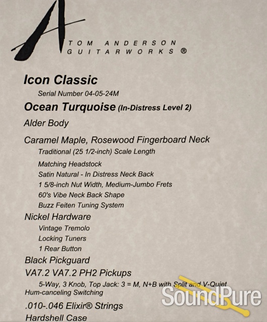 Anderson Icon Classic Ocean Turquoise Guitar #04-05-24M — image 5