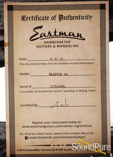 Eastman AR880CE-SB John Pisano Sig. Archtop #13750056 - Used — image 5