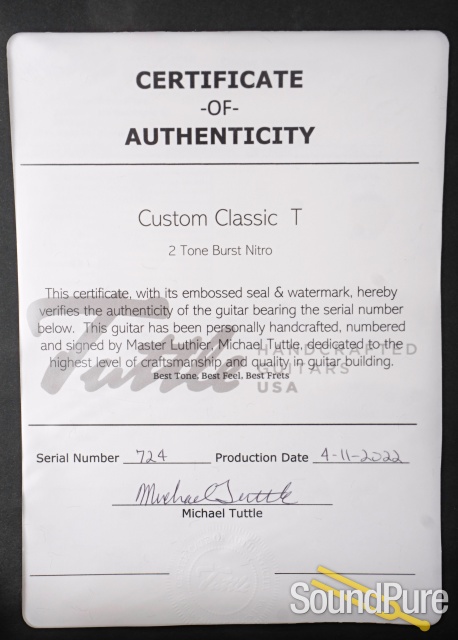 Tuttle Custom Classic T Electric Guitar #724 - Used — image 5