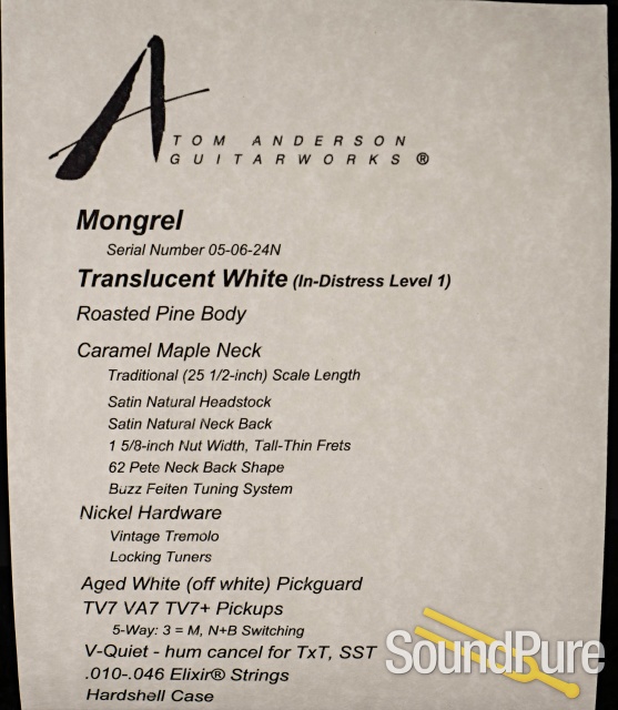 Anderson Mongrel In-Distress Trans White Guitar #05-06-24N — image 2
