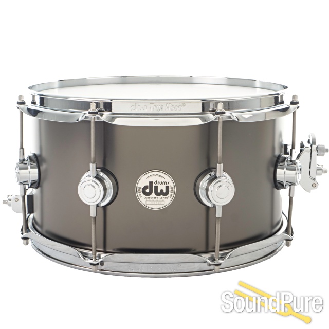 DW VD 7x13 Snare Drum Satin Black Brass w/ Chrome Hardware — image 1