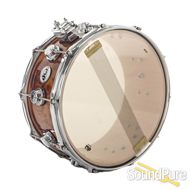 DW X6 Campher Burl w/ Chrome Hardware Snare Drum — image 3