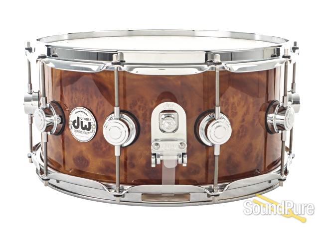 DW X6 Campher Burl w/ Chrome Hardware Snare Drum — image 4