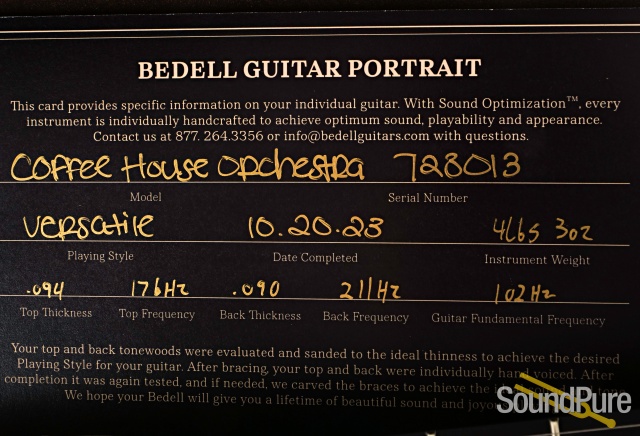 Bedell Coffee House Orchestra Acoustic Guitar #728013 - Used — image 6