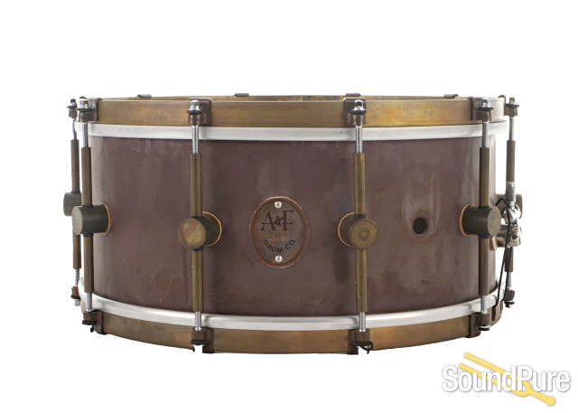 A&F 7x14 Raw Brass Snare Drum - Used — image 1