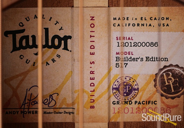 Taylor Builder's Edition 517 Guitar #1201200086 - Used — image 8