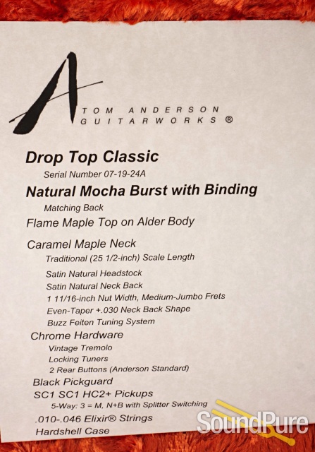 Anderson Drop Top Classic Nat. Mocha Burst Guitar #07-19-24A — image 5