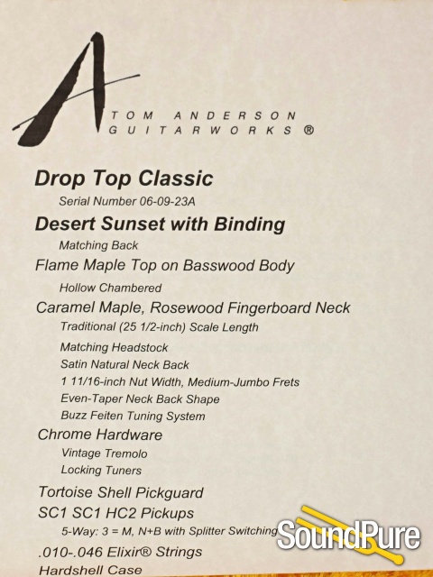 Anderson Drop Top Hollow Guitar #06-09-23A - Used — image 4