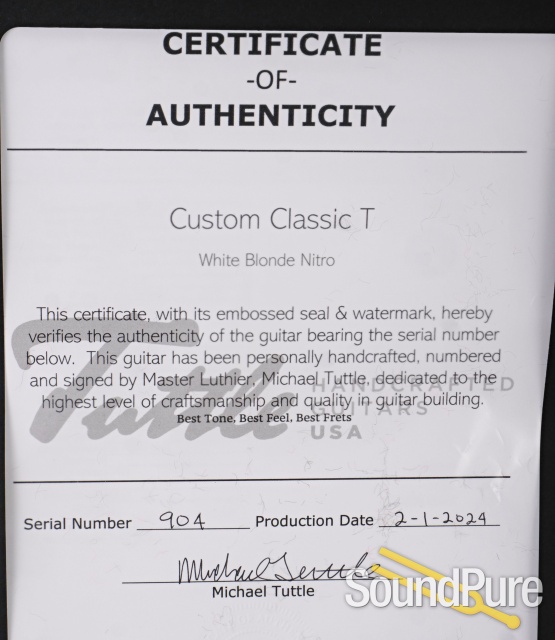 Tuttle Custom Classic T Dirty Blonde Guitar #904 - Used — image 5