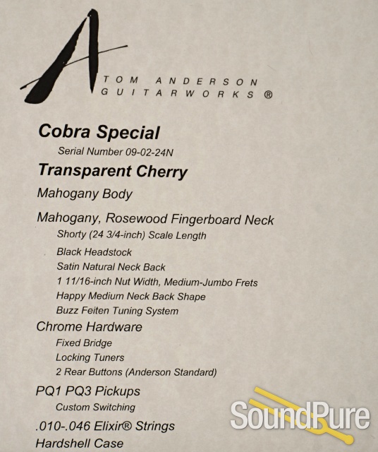 Anderson Cobra Special Shorty Trans Cherry Guitar #09-02-24N — image 6
