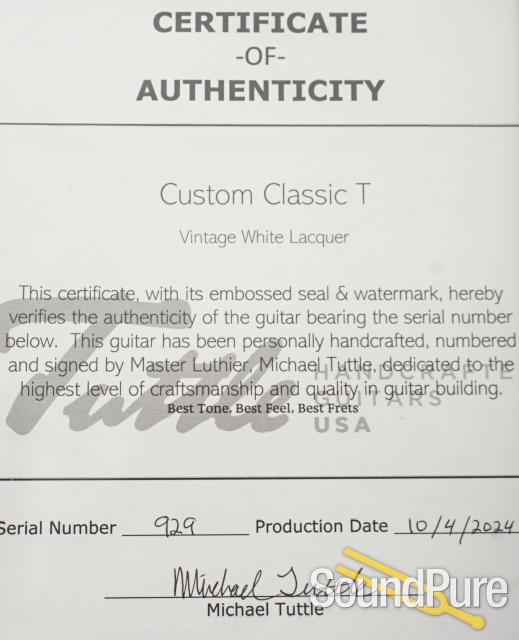 Tuttle Custom Classic T Electric Guitar #929 — image 5