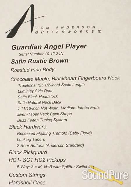 Tom Anderson Guardian Angel Player Guitar #10-12-24N — image 4