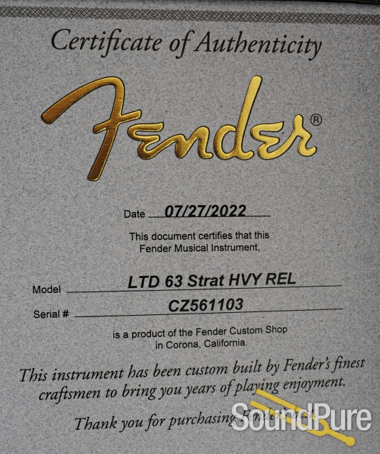 Fender CS LTD '63 Hvy Relic Strat Guitar #CZ561103 - Used — image 6
