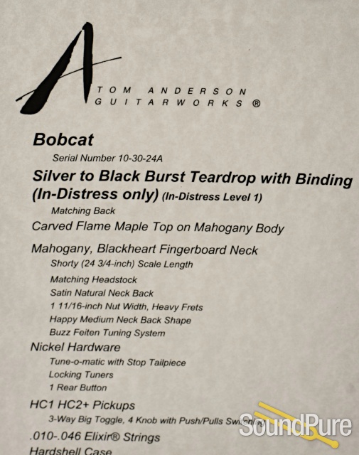 Anderson Bobcat In-Distress Black/Silver Guitar #10-30-24A — image 5