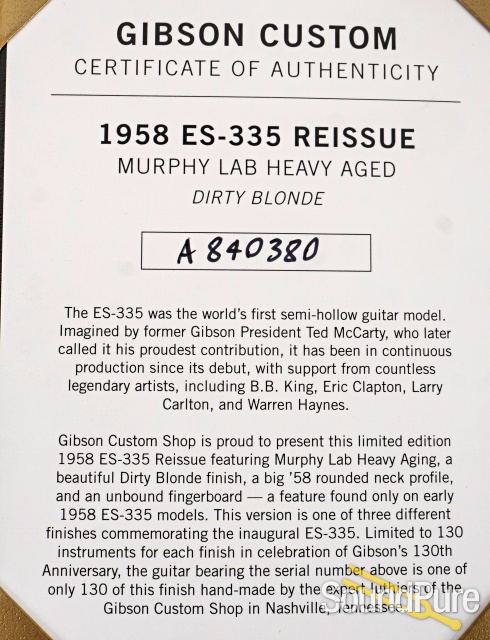 Gibson Murphy Lab '58 ES-335 Guitar #A 840380 - Used — image 5