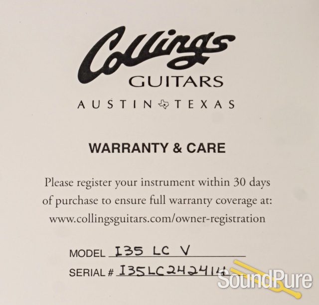 Collings I-35 LC V Tobacco Burst Guitar #242414 — image 5