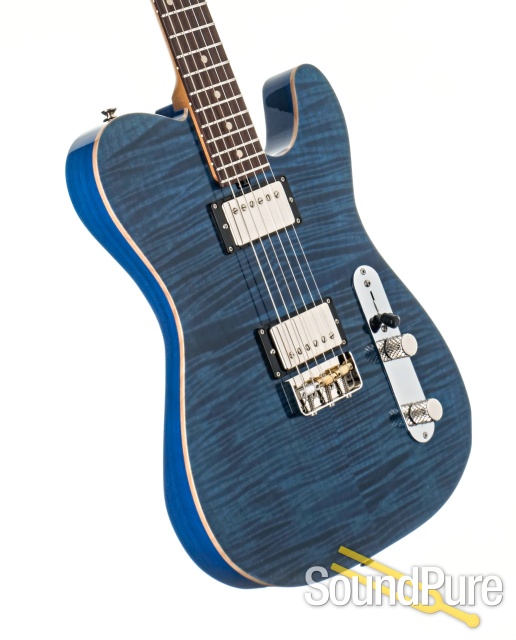 Tuttle Tuned T Trans Blue Ash/Maple Electric Guitar #905 — image 2
