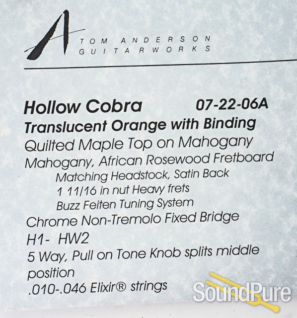 Anderson Hollow Cobra T Guitar #07-22-06A - Used — image 4