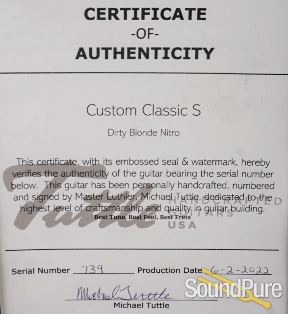 Tuttle Custom Classic S Guitar #739 - Used — image 4