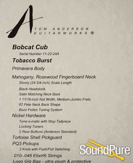 Anderson Bobcat Cub Tobacco Burst Guitar #11-22-24A - Used — image 6