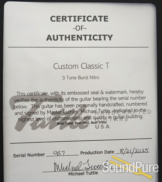 Tuttle Custom Classic T Electric Guitar #957 — image 5