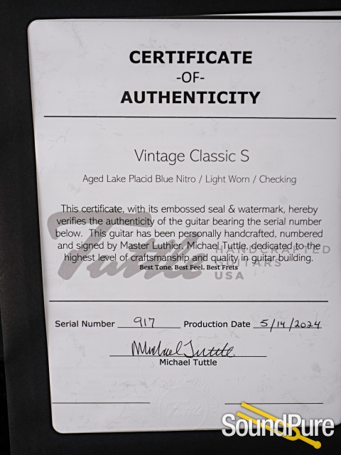 Tuttle Vintage Classic S Guitar #917 - Used — image 5