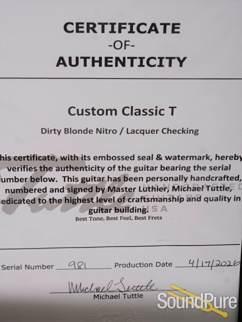 Tuttle Custom Classic T Light Aged Guitar #981 — image 5