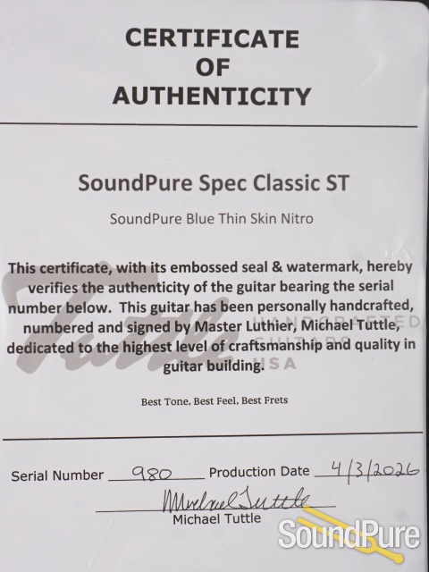 Tuttle SoundPure Spec Classic ST Guitar #980 — image 5