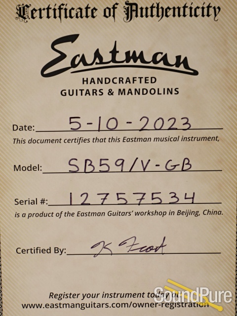 Eastman SB59/V-GB Antique Gold Burst Guitar #12757534 - Used — image 5