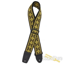 LM Products FF-15 Y Retro Guitar Strap - Black & Gold